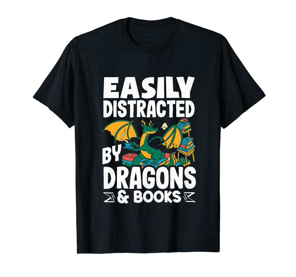 Easily Distracted Dragons Books T-Shirt - Custom Art Print for Adults - T-Shirt, Sweatshirt, Hoodie