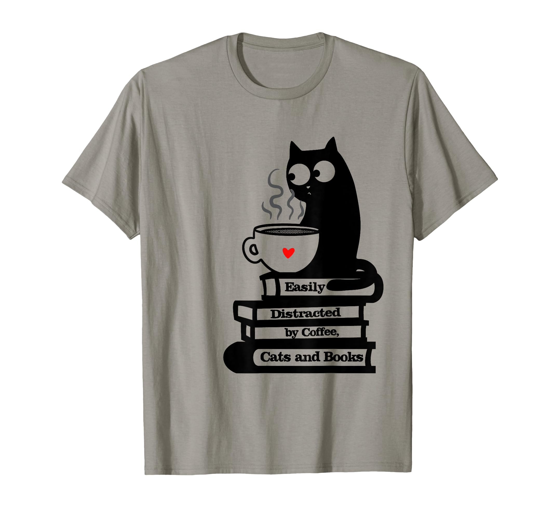 Easily Distracted Cats Coffee And Books T-Shirt - Unique Graphic Men Women - T-Shirt, Sweatshirt, Hoodie