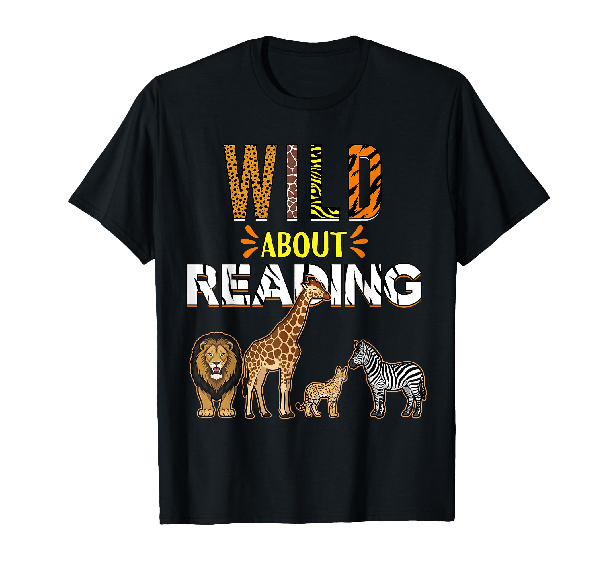 Wild About Reading Books Zoo Animals T-Shirt - Trendy Graphic for Adults - T-Shirt, Sweatshirt, Hoodie
