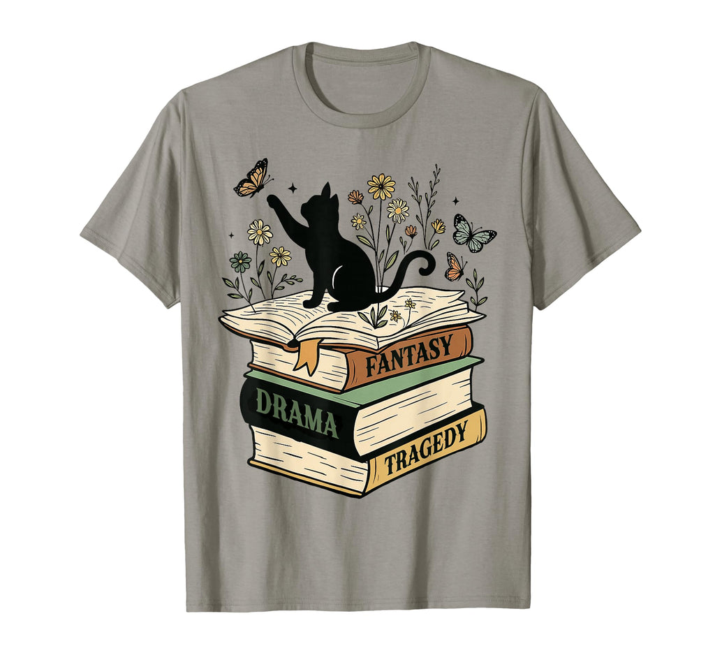 Fantasy Drama Tragedy Cat Book Lover T-Shirt - Aesthetic Graphic Men Women - T-Shirt, Sweatshirt, Hoodie