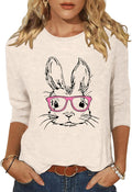 Easter Day 3/4 Sleeve Shirts for Women Cute Easter Graphic Tee Colorful Spring Casual Blouses Tops - T-Shirt, Sweatshirt, Hoodie