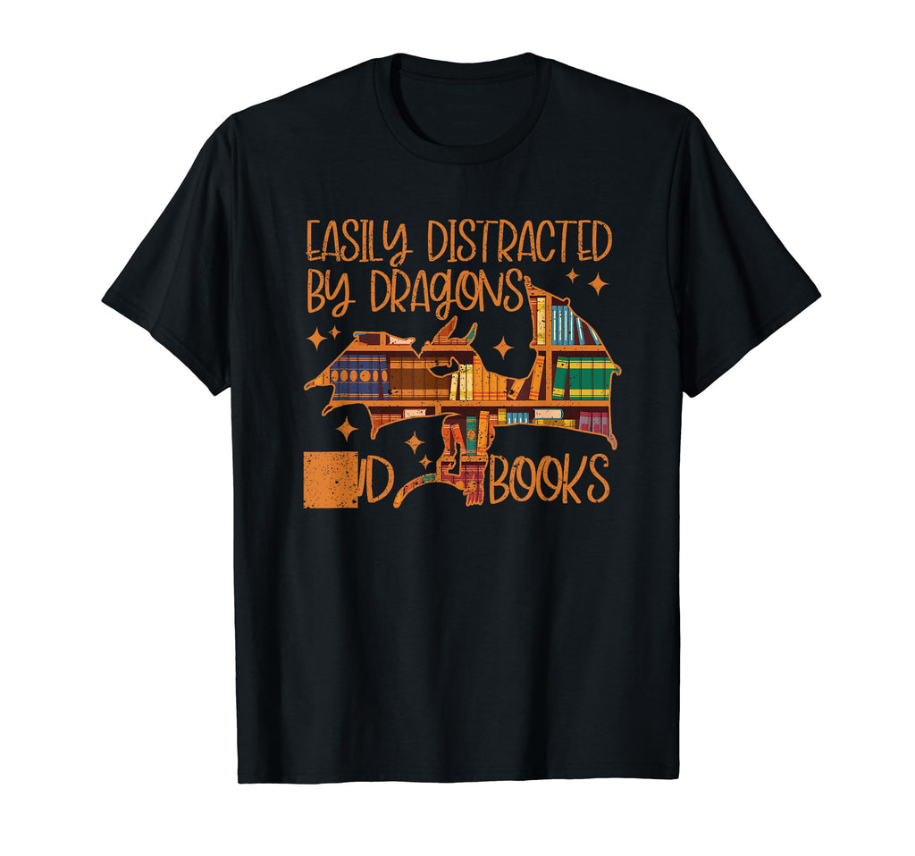 Easily Distracted Dragons Books Funny T-Shirt - Graphic Print Unisex - T-Shirt, Sweatshirt, Hoodie