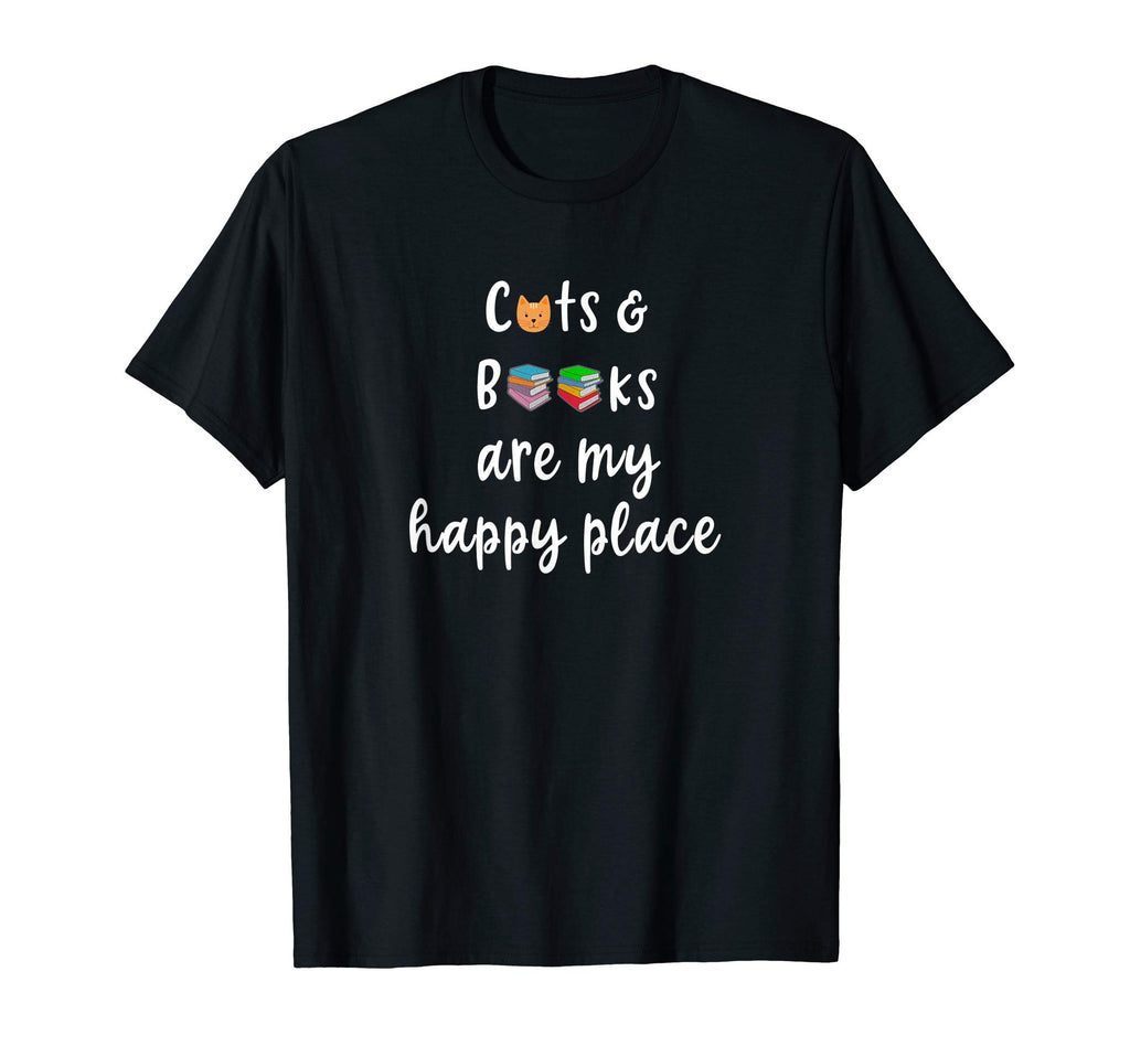 Cats Books Are My Happy Place Bookish T-Shirt - Unique Graphic Men Women - T-Shirt, Sweatshirt, Hoodie