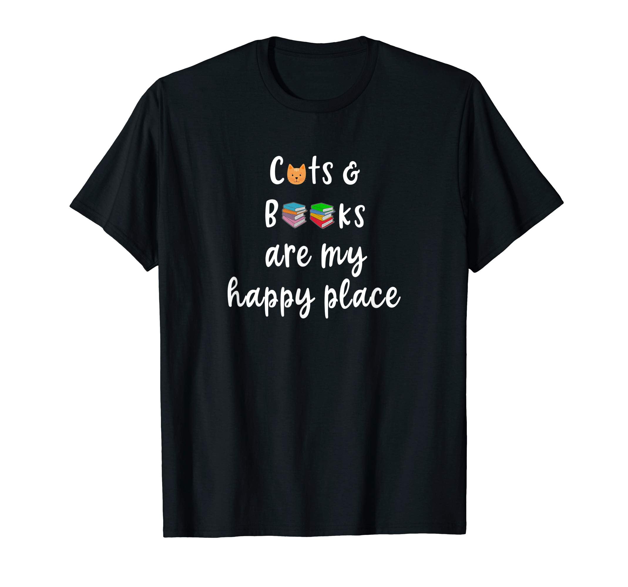 Cats Books Are My Happy Place Bookish T-Shirt - Unique Graphic Men Women - T-Shirt, Sweatshirt, Hoodie