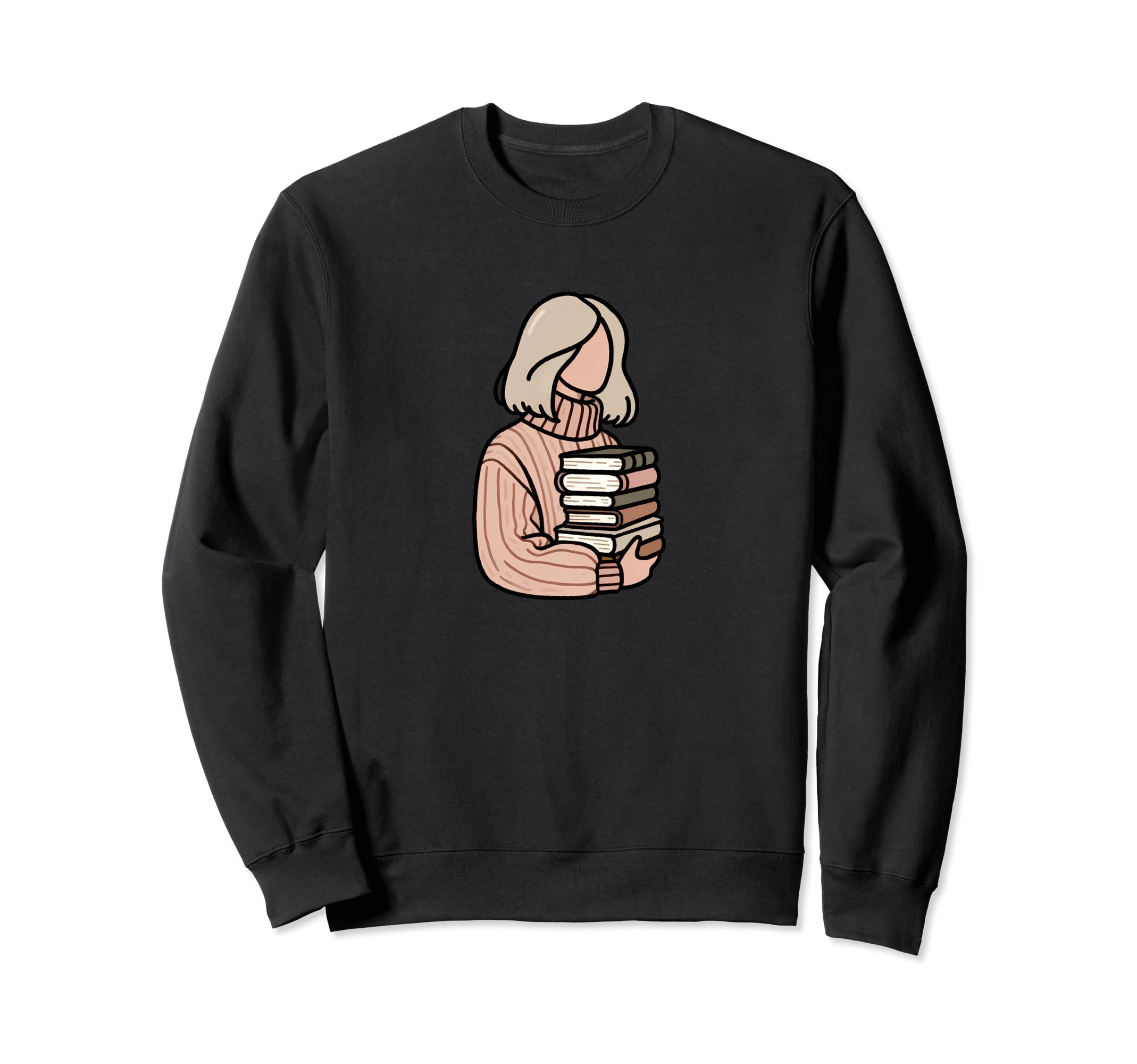 Minimal Carrying Books Reader Sweatshirt - Fun Novelty Design Men Women - T-Shirt, Sweatshirt, Hoodie