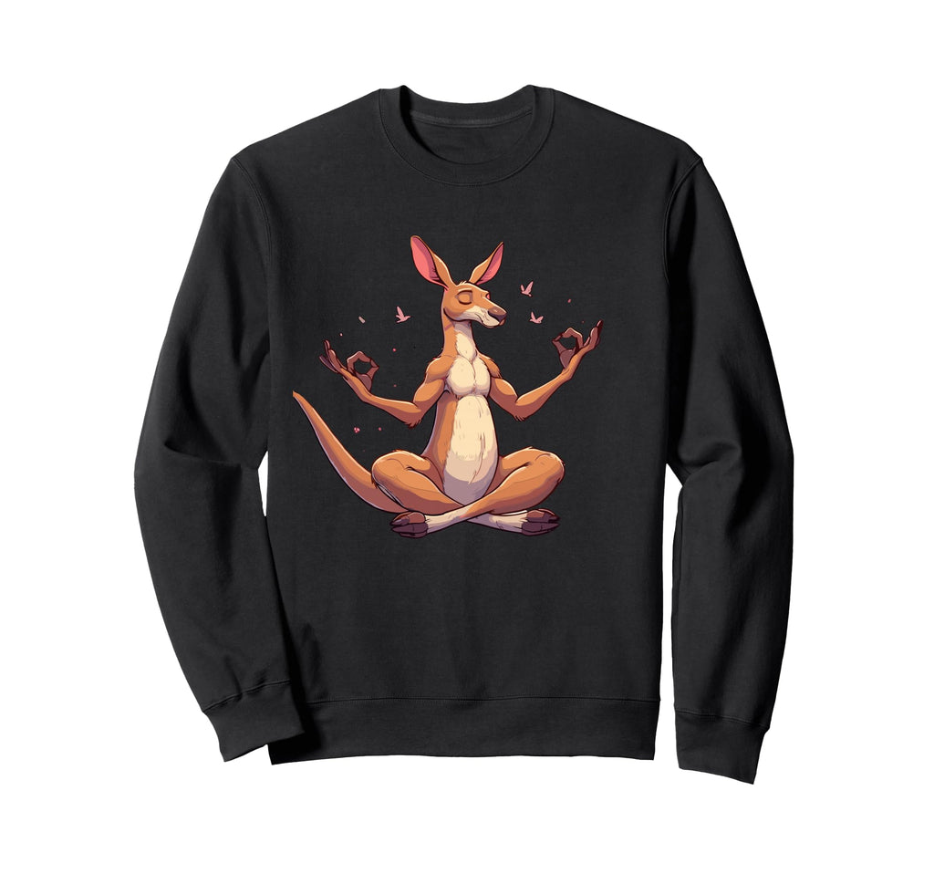 Meditation Kangaroo Yoga Pose Sweatshirt - Aesthetic Graphic Unisex - T-Shirt, Sweatshirt, Hoodie