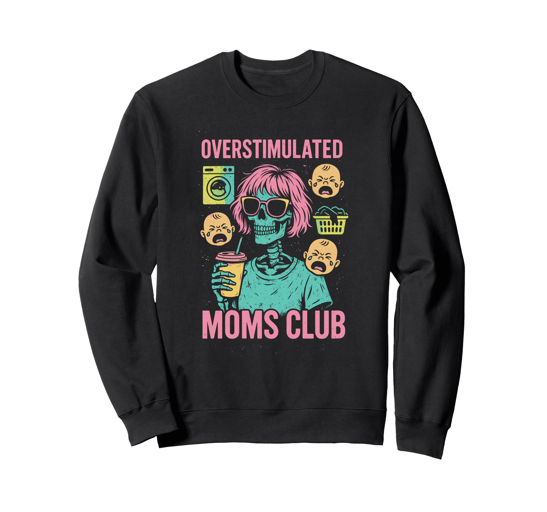Groovy Overstimulated Moms Club T-Shirt - Graphic Print Unisex - T-Shirt, Sweatshirt, Hoodie