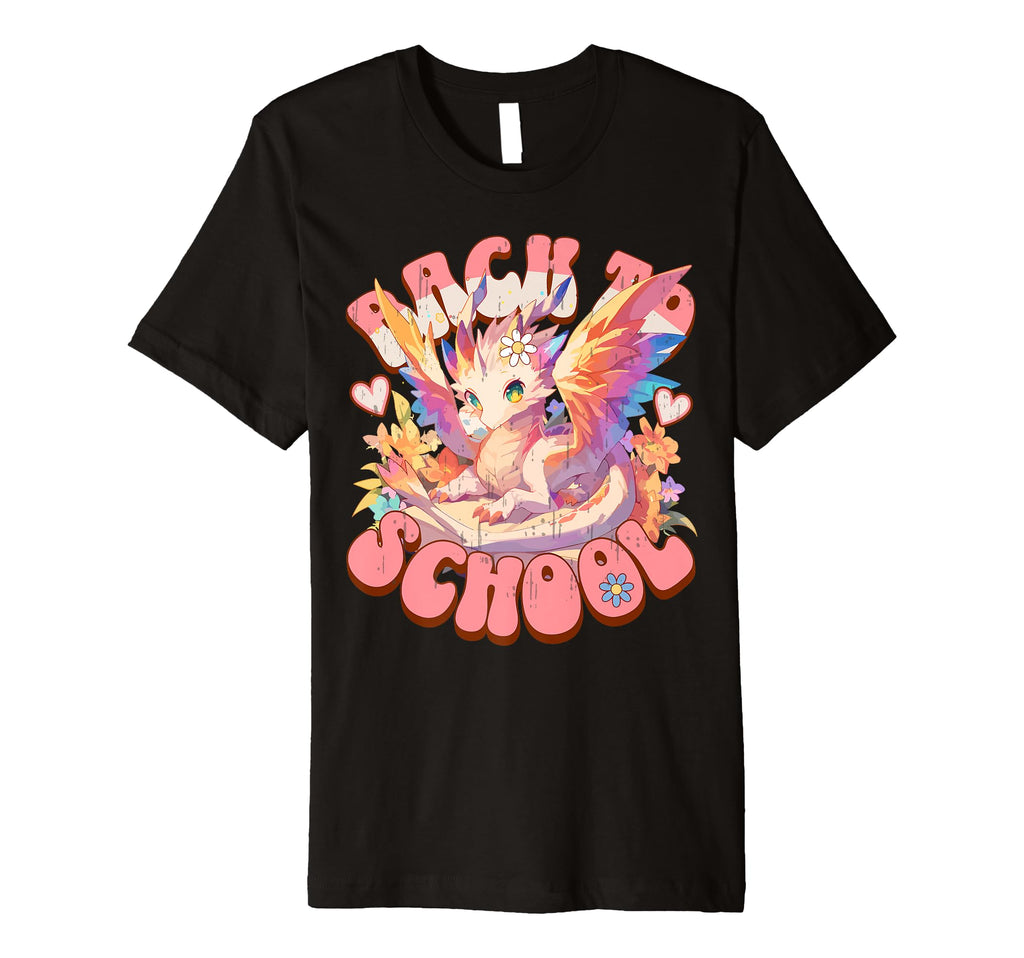 Rainbow Dragon First School Day Bookworm T-Shirt - Unique Graphic Unisex - T-Shirt, Sweatshirt, Hoodie