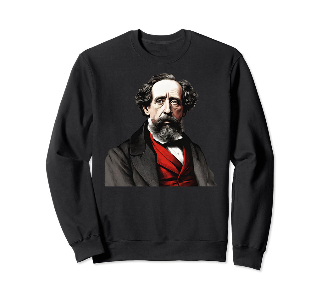 Charles Dickens Tribute Red Sweatshirt - Custom Art Print Men Women - T-Shirt, Sweatshirt, Hoodie