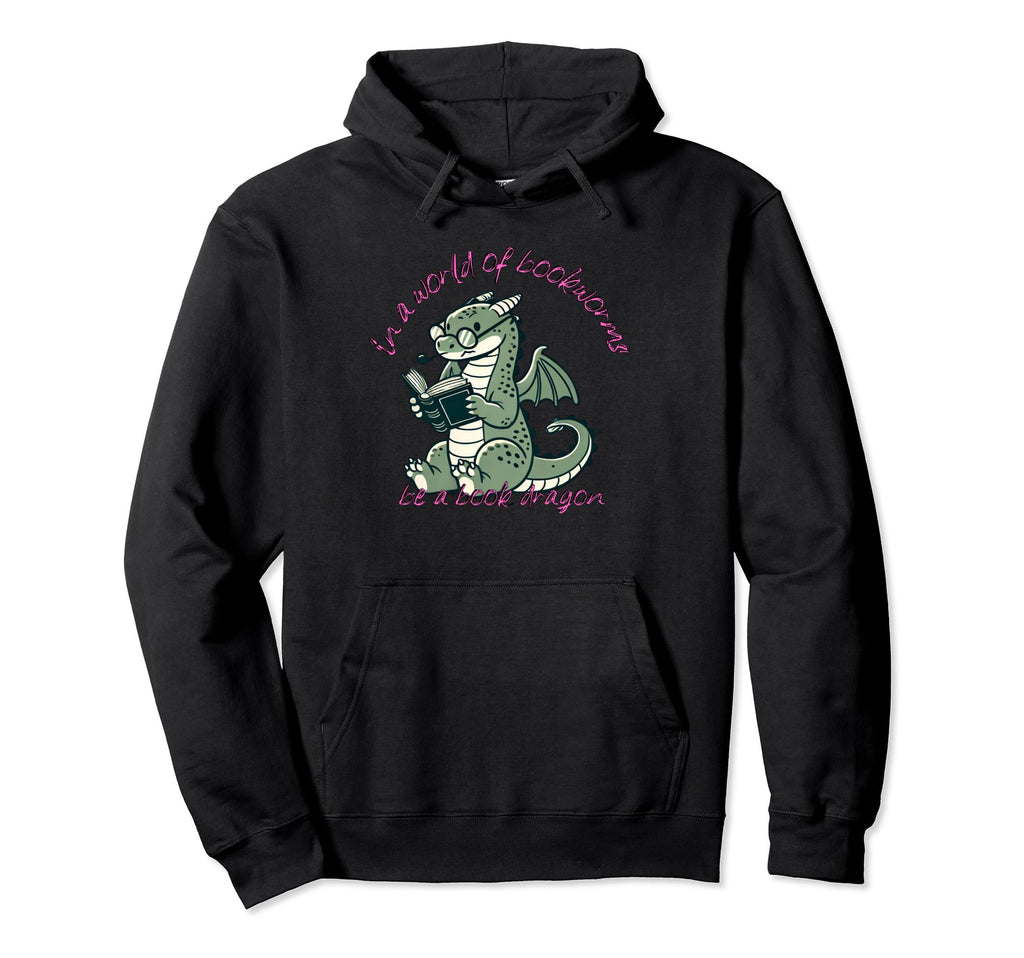 Dragon World Bookworms Be Book Dragon Hoodie - Graphic Print for Adults - T-Shirt, Sweatshirt, Hoodie