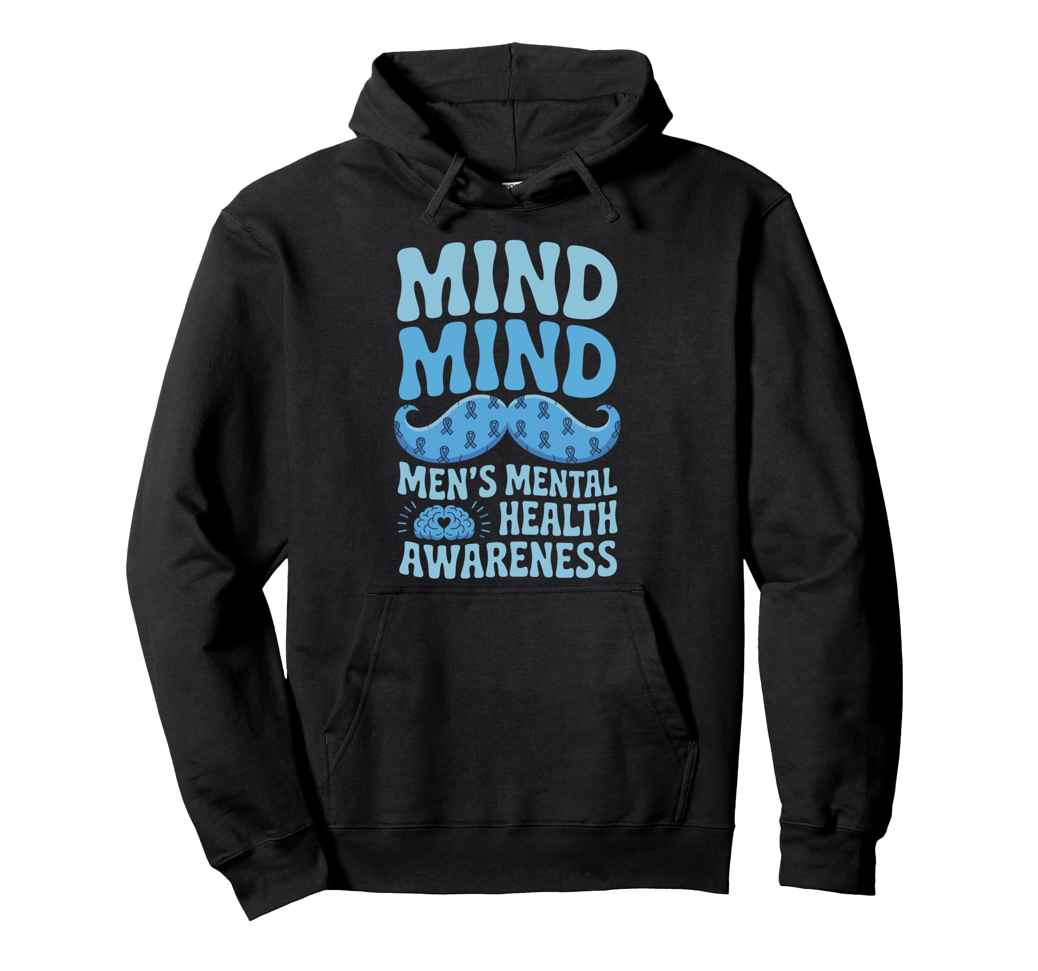 Groovy Mustache Mental Health Hoodie - Casual Everyday Wear Men Women - T-Shirt, Sweatshirt, Hoodie