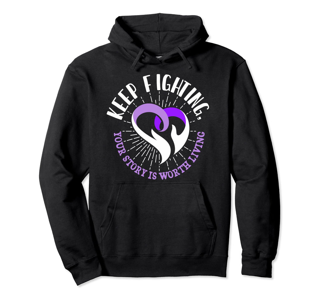 Keep Fighting Suicide Prevention Hoodie - Unique Graphic Men Women - T-Shirt, Sweatshirt, Hoodie
