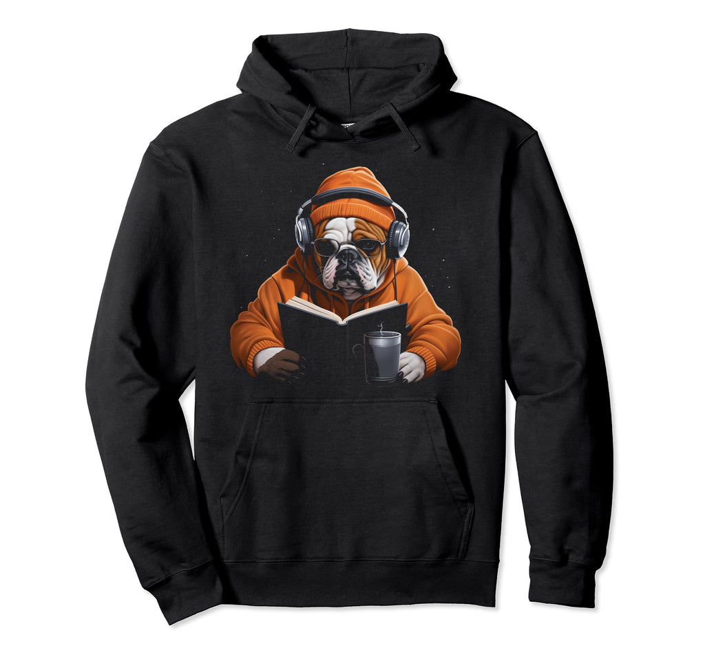 Book Stuff Book Lovers Bulldog Reading Hoodie - Streetwear Style Unisex - T-Shirt, Sweatshirt, Hoodie