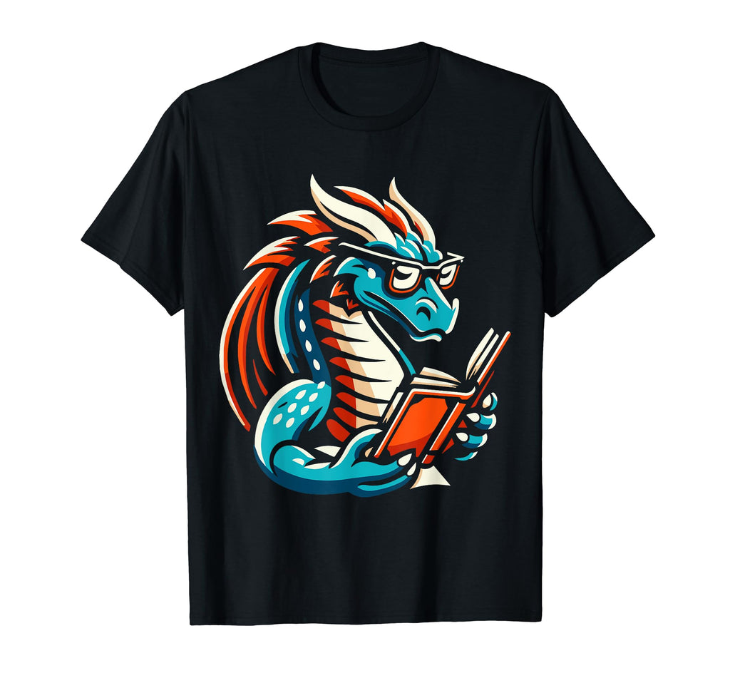 Dragon Reading Book Dragon Enthusiast T-Shirt - Graphic Print Unisex - T-Shirt, Sweatshirt, Hoodie