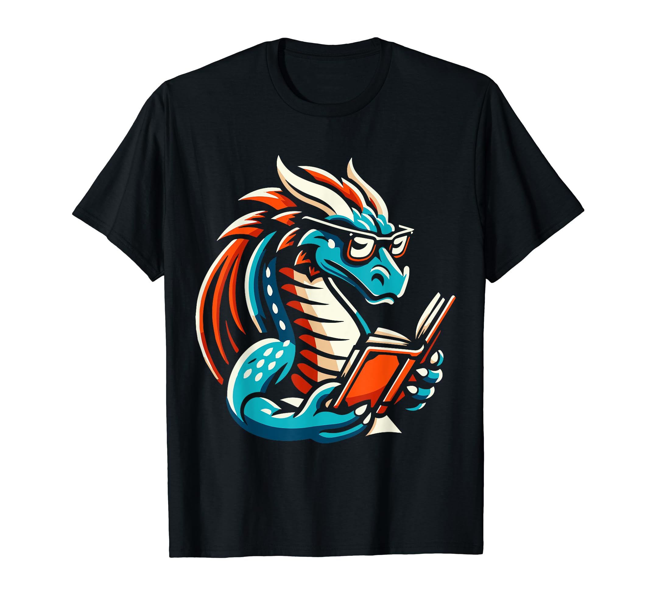 Dragon Reading Book Dragon Enthusiast T-Shirt - Graphic Print Unisex - T-Shirt, Sweatshirt, Hoodie