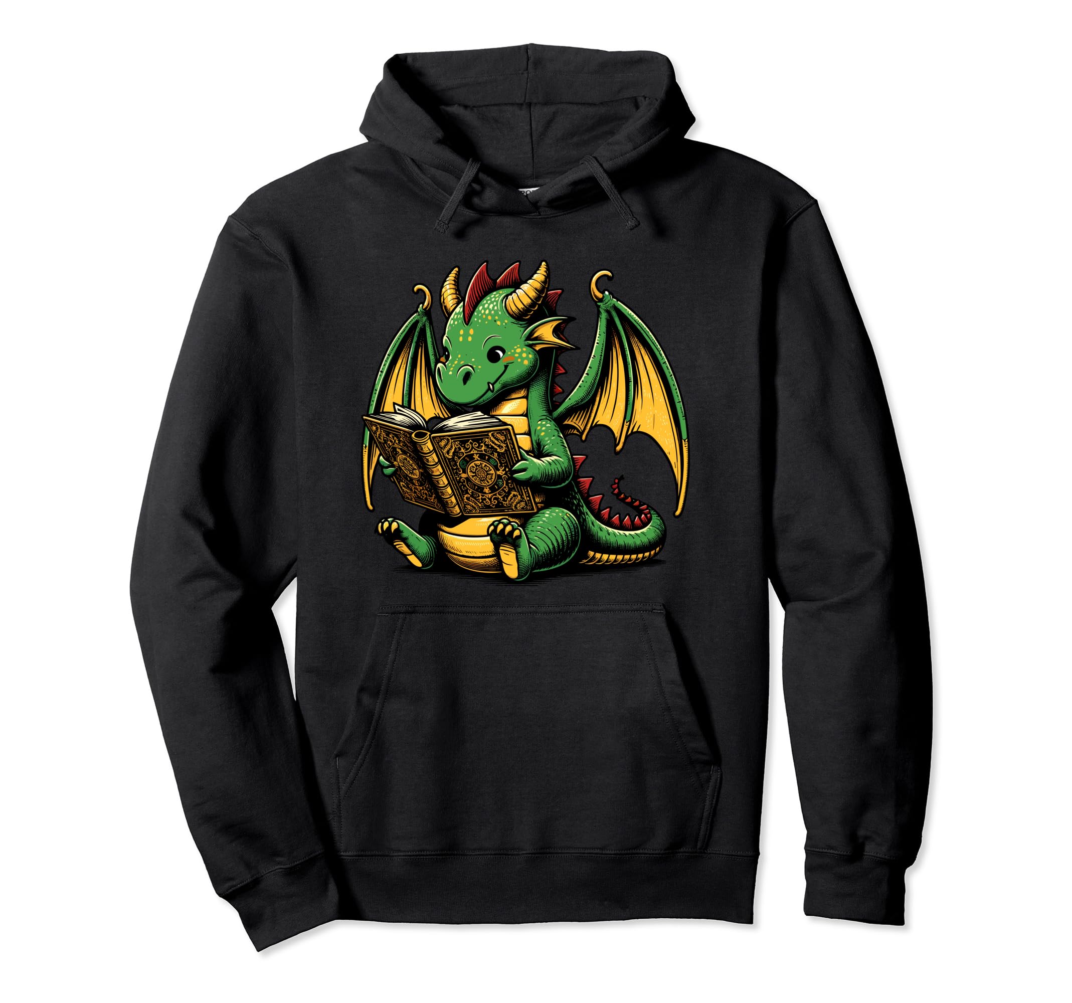 Dragon Reading Book Bookworm Books Hoodie - Graphic Print for Adults - T-Shirt, Sweatshirt, Hoodie
