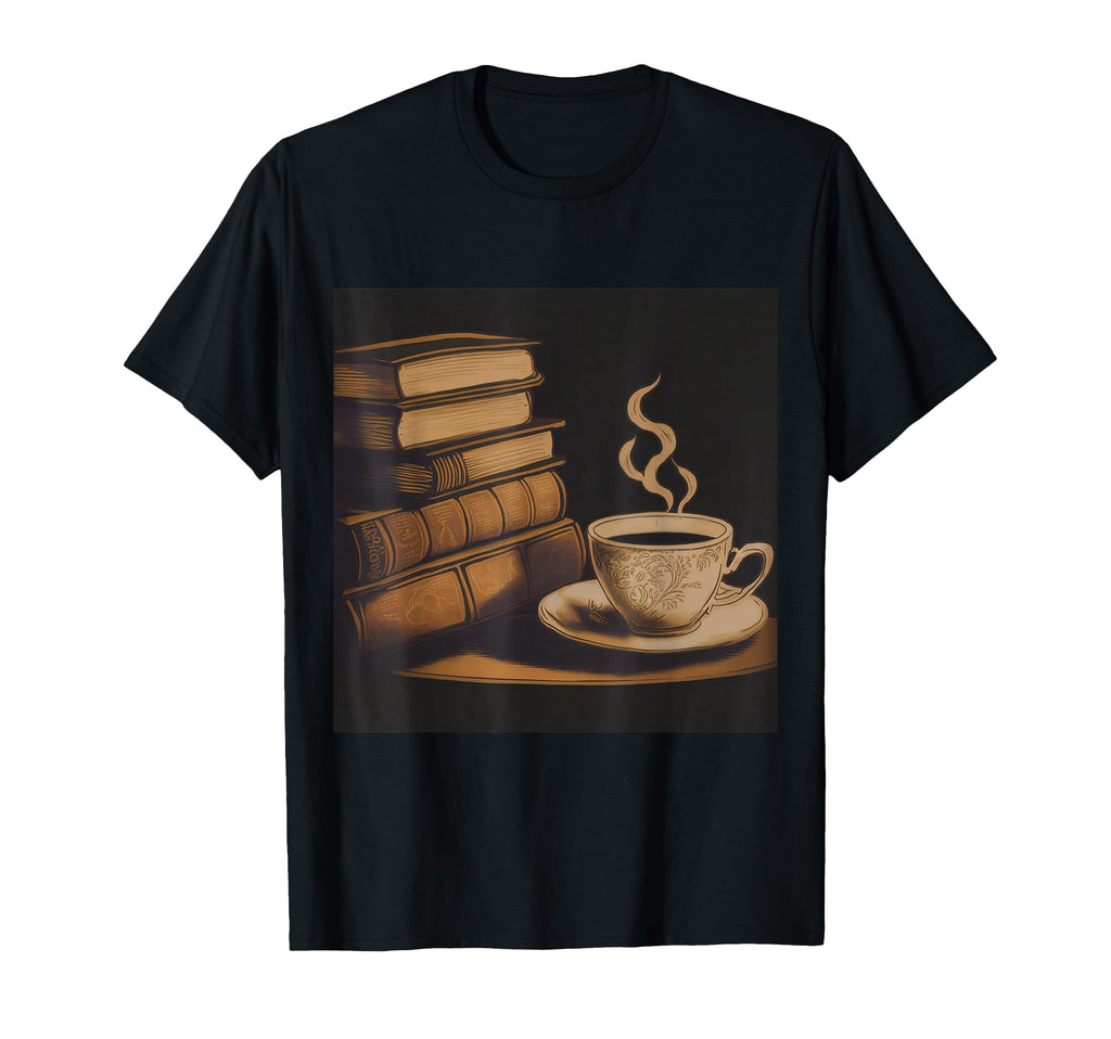 Books And Coffee Library T-Shirt - Minimalist Print Unisex - T-Shirt, Sweatshirt, Hoodie