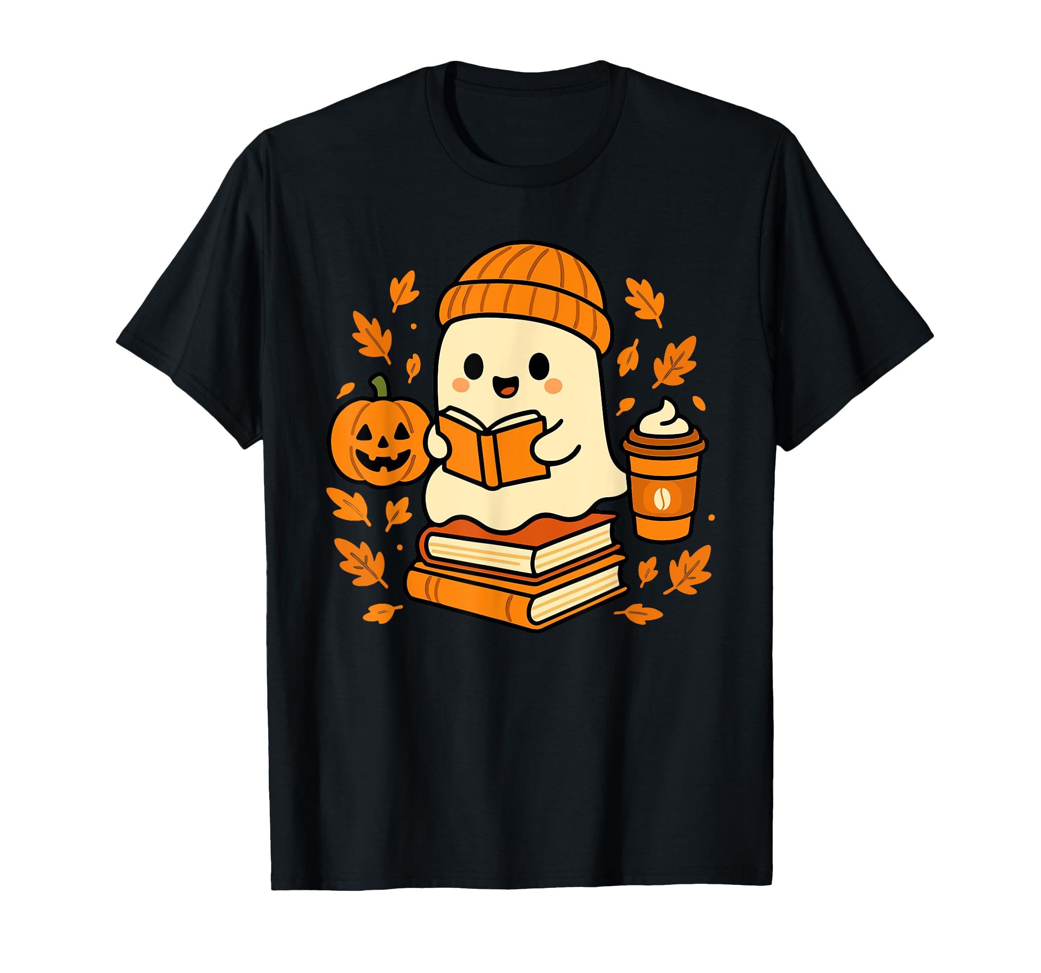 Ghost Reading Book Lover Halloween T-Shirt - Minimalist Print Unisex - T-Shirt, Sweatshirt, Hoodie