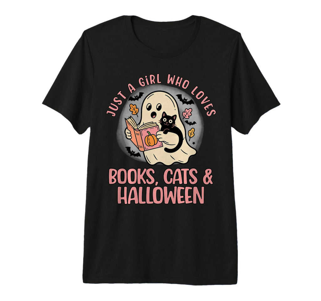 Just Who Loves Books Cats Halloween T-Shirt - Novelty Apparel for Adults - T-Shirt, Sweatshirt, Hoodie
