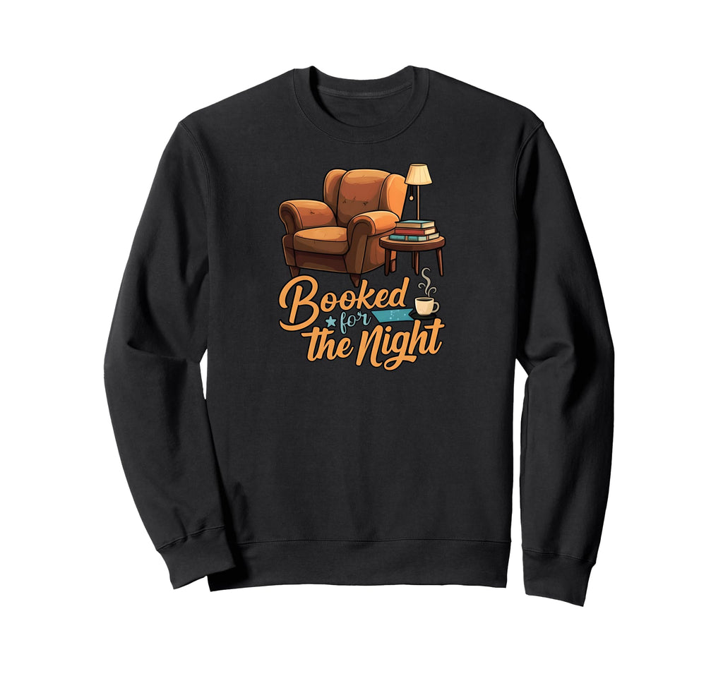 Booked Night Reading Cozy Book Sweatshirt - Minimalist Print Men Women - T-Shirt, Sweatshirt, Hoodie