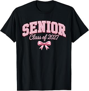 Senior 2027 Class of 2027 Coquette Pink Bow Graduation 2027 T-Shirt Unisex T-shirt, Sweatshirt, Hoodie, Long Sleeve Tee - T-Shirt, Sweatshirt, Hoodie