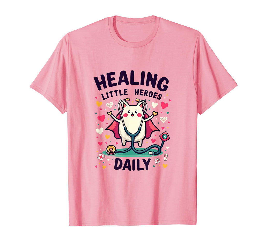 Healing Little Heroes Daily Pediatric Nurse T-Shirt - Trendy Graphic Unisex - T-Shirt, Sweatshirt, Hoodie