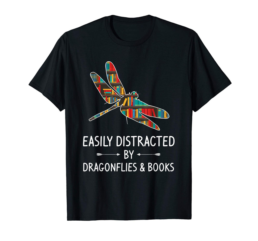 Easily Distracted Dragonflies Books T-Shirt - Custom Art Print Men Women - T-Shirt, Sweatshirt, Hoodie