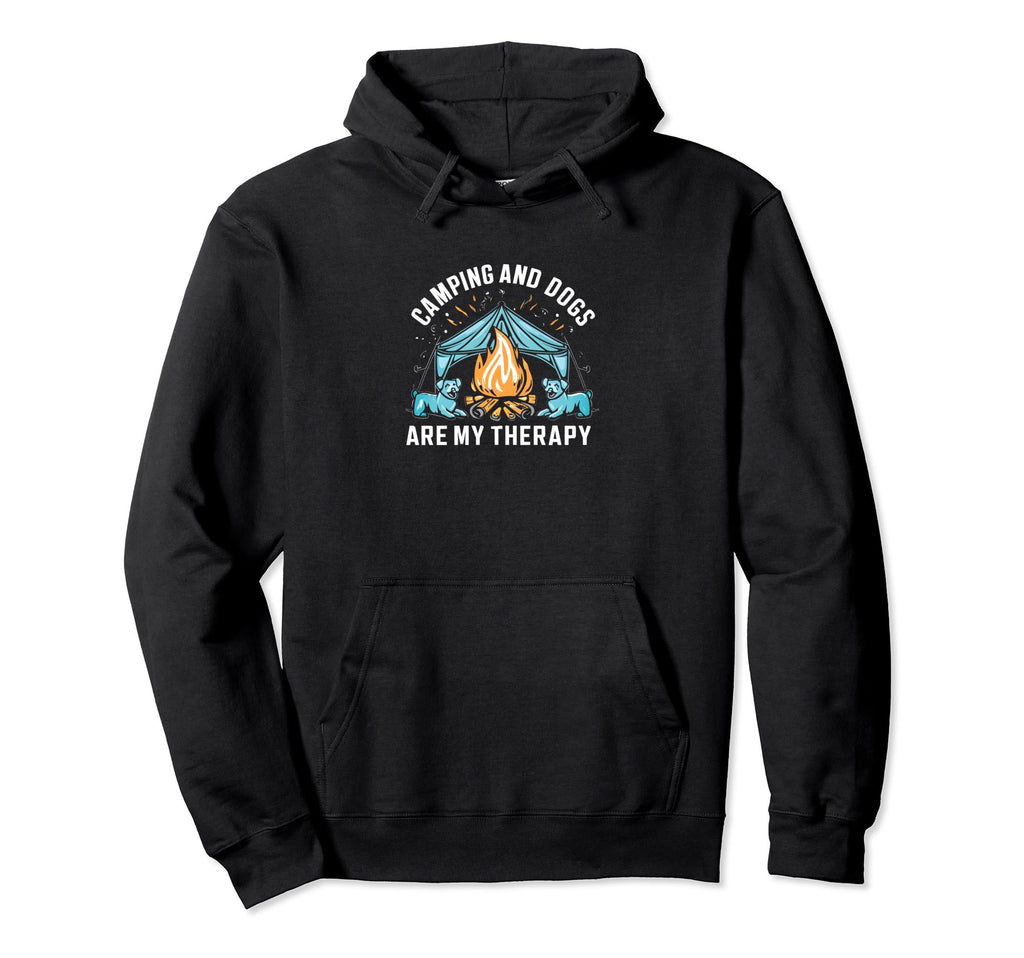 Camping And Dogs Are My Therapy Product Hoodie - Aesthetic Graphic Unisex - T-Shirt, Sweatshirt, Hoodie