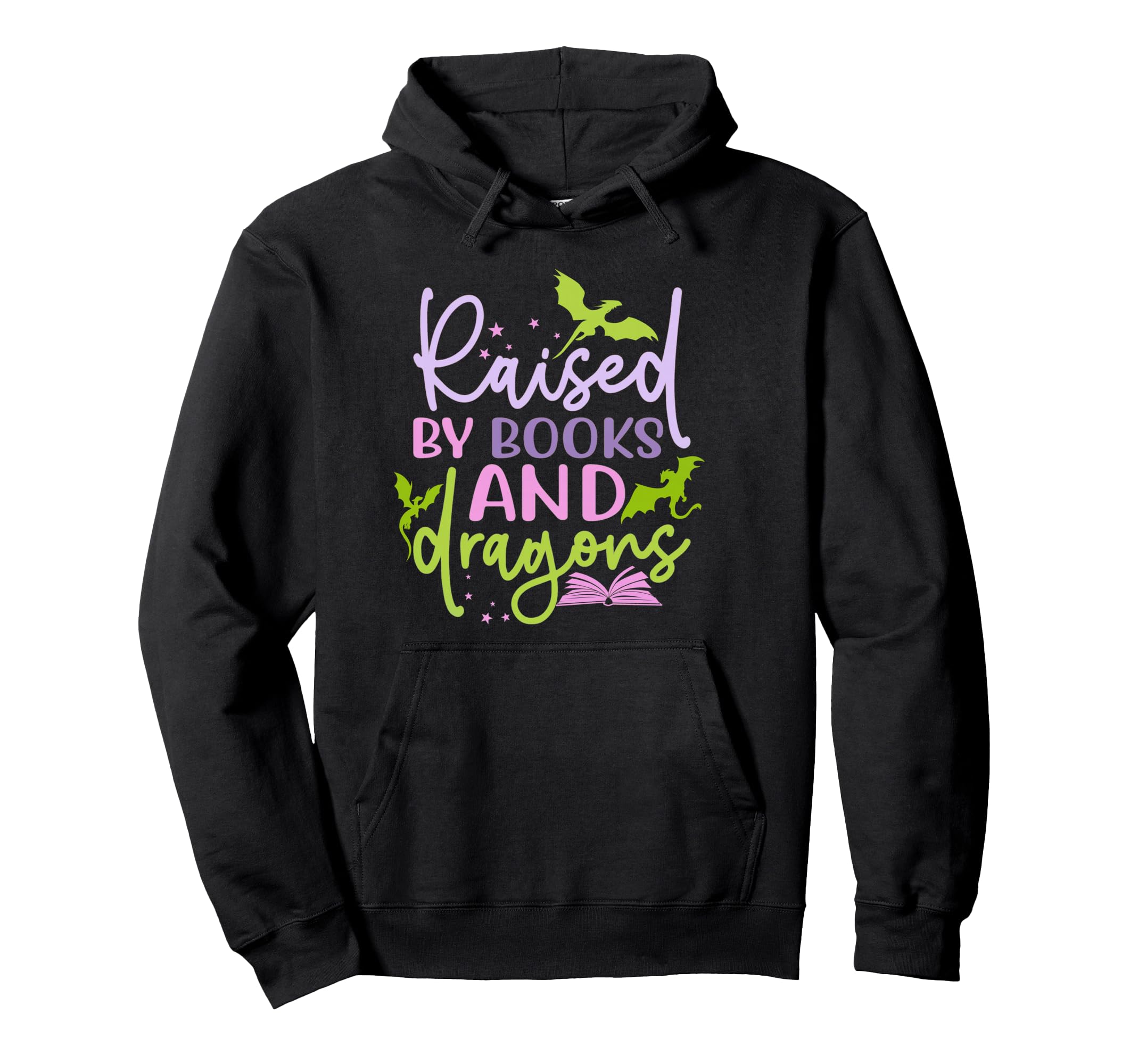 Raised Books And Dragons Fantasy Book Hoodie - Unique Graphic Men Women - T-Shirt, Sweatshirt, Hoodie