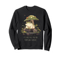 Whimsical Frog Sitting Mushroom Sweatshirt - Minimalist Print Unisex - T-Shirt, Sweatshirt, Hoodie