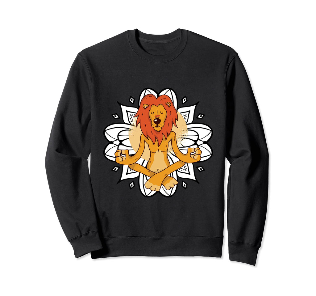 Meditating Lion Yoga Mindfulness Sweatshirt - Fun Novelty Design Men Women - T-Shirt, Sweatshirt, Hoodie
