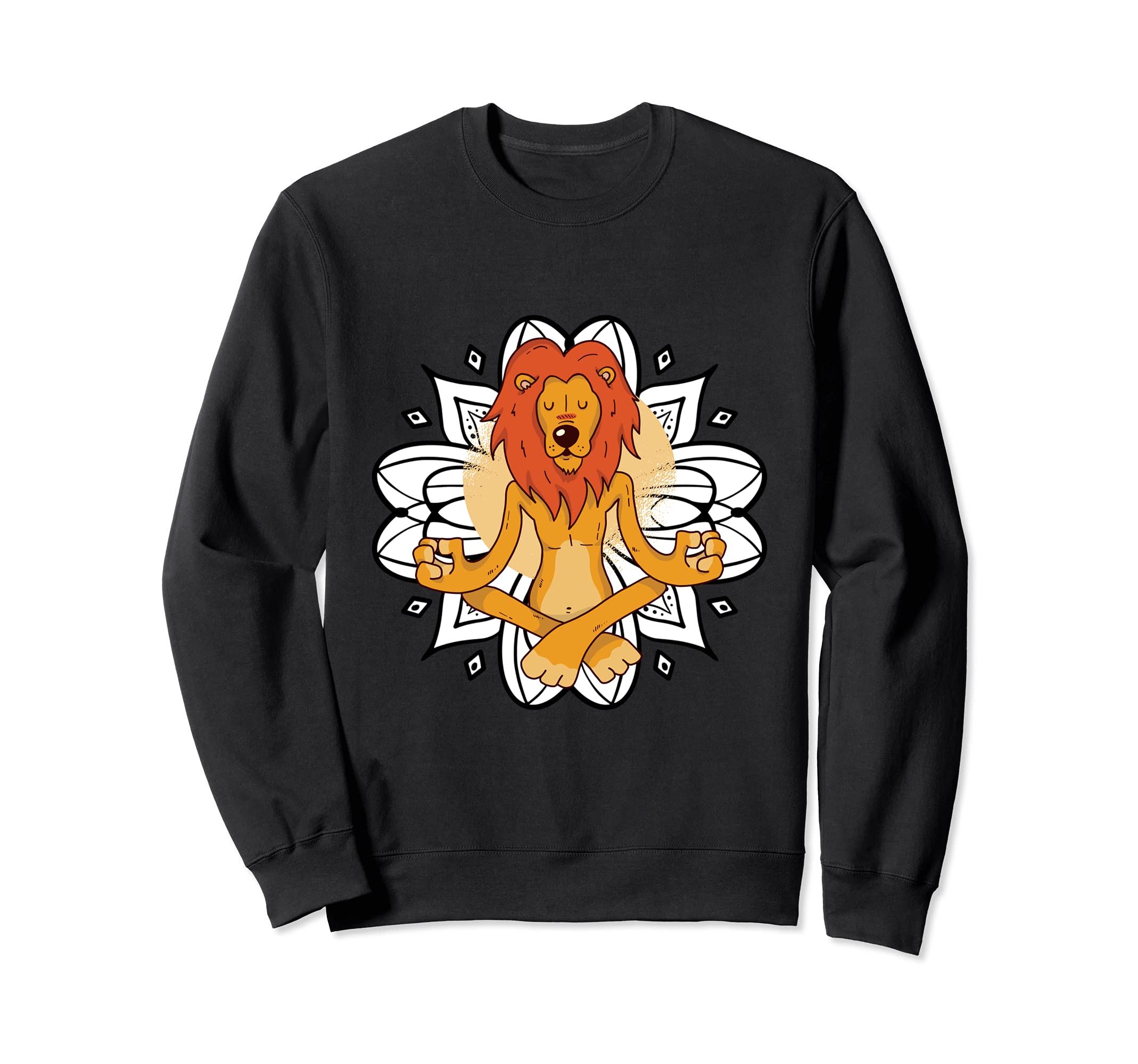 Meditating Lion Yoga Mindfulness Sweatshirt - Fun Novelty Design Men Women - T-Shirt, Sweatshirt, Hoodie