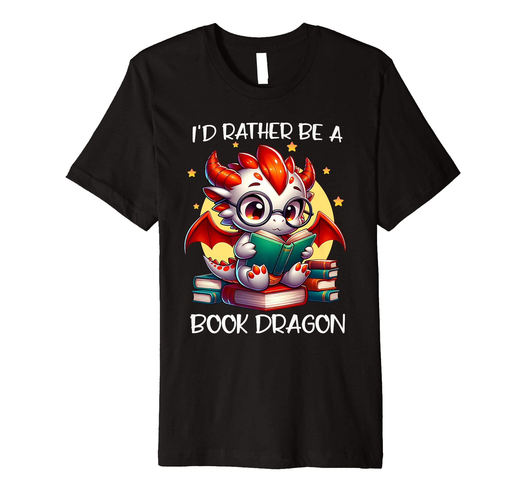 Id Rather Be Book Dragon Reading Lover T-Shirt - Unique Graphic Unisex - T-Shirt, Sweatshirt, Hoodie