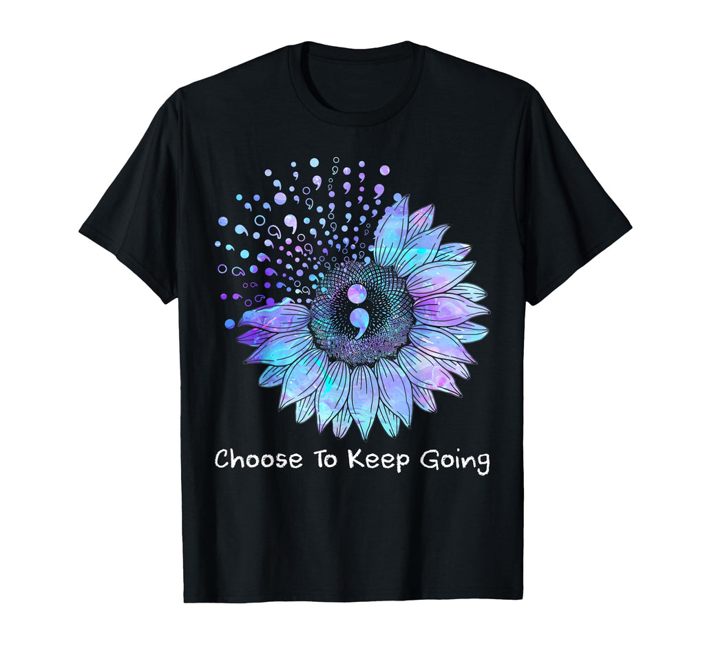 Sunflower Teal Purple Ribbon Suicide T-Shirt - Unique Graphic Men Women - T-Shirt, Sweatshirt, Hoodie