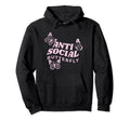 Antisocial Butterfly Anti Social Hater Hoodie - Trendy Graphic Unisex - T-Shirt, Sweatshirt, Hoodie