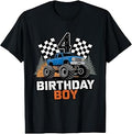 4th Birthday Boy Monster Truck Racing 4th Birthday Party T-Shirt Unisex T-shirt, Sweatshirt, Hoodie, Long Sleeve Tee - T-Shirt, Sweatshirt, Hoodie