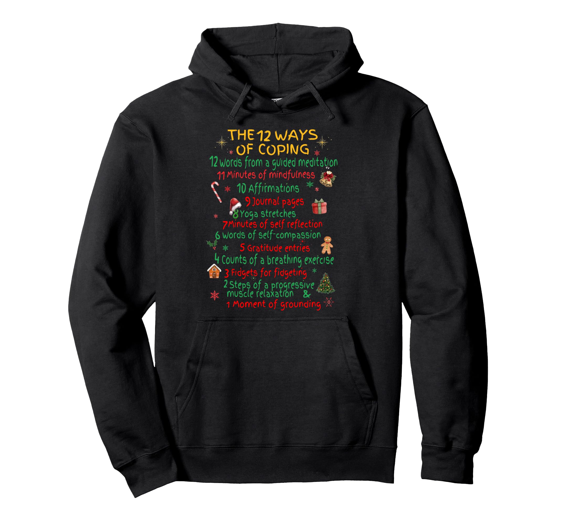 12 Ways Coping Funny Mental Health Hoodie - Minimalist Print Men Women - T-Shirt, Sweatshirt, Hoodie