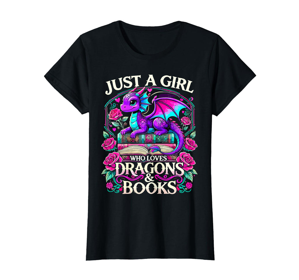 Just Who Loves Dragons And Books Dragon T-Shirt - Minimalist Print Unisex - T-Shirt, Sweatshirt, Hoodie