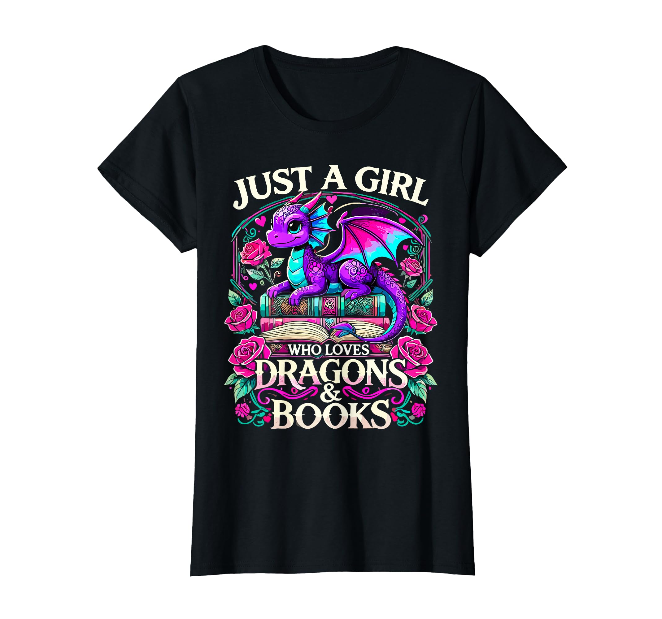 Just Who Loves Dragons And Books Dragon T-Shirt - Minimalist Print Unisex - T-Shirt, Sweatshirt, Hoodie