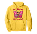 Groovy Anti Social Butterfly Ironic Hoodie - Novelty Apparel for Adults - T-Shirt, Sweatshirt, Hoodie