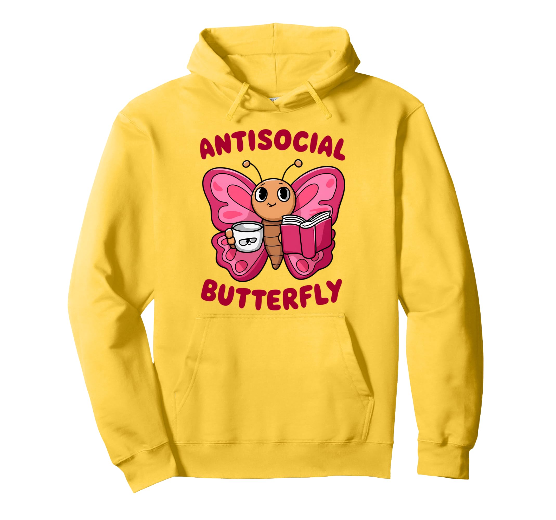 Groovy Anti Social Butterfly Ironic Hoodie - Novelty Apparel for Adults - T-Shirt, Sweatshirt, Hoodie