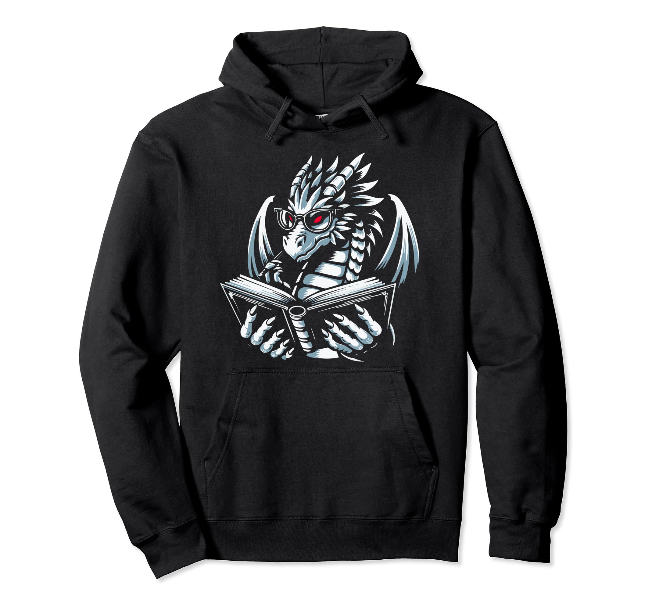 Dragon Reading Book Dragon Hoodie - Casual Everyday Wear Men Women - T-Shirt, Sweatshirt, Hoodie