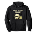 Social Battery Empty Funny Introvert Hoodie - Fun Novelty Design Men Women - T-Shirt, Sweatshirt, Hoodie