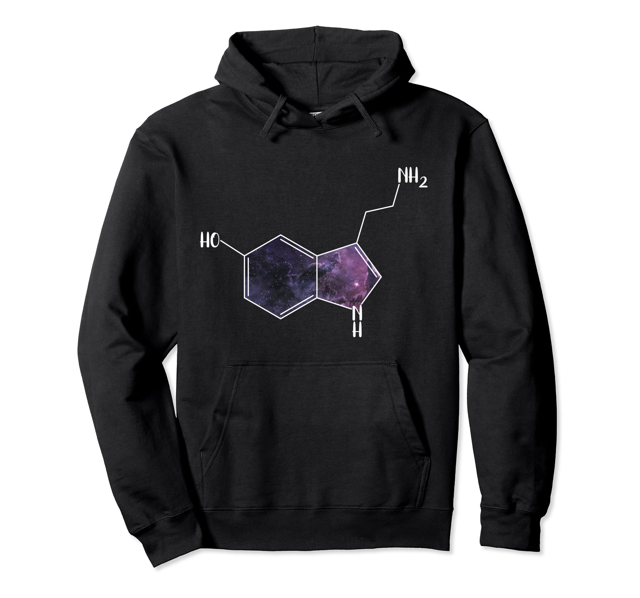 Serotonin Molecule Structure Happiness Hoodie - Minimalist Print Men Women - T-Shirt, Sweatshirt, Hoodie
