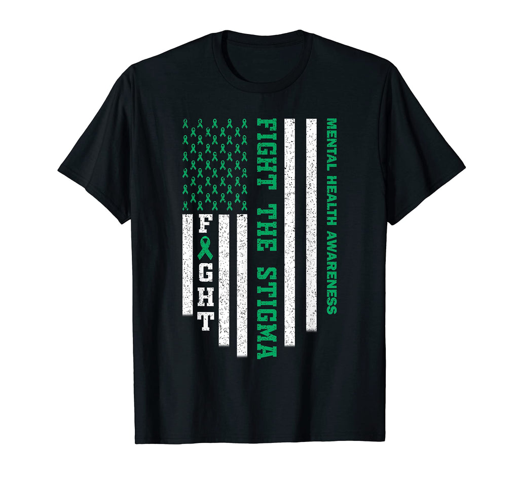 Fight Stigma Usa Flag Ribbon Mental T-Shirt - Custom Art Print Men Women - T-Shirt, Sweatshirt, Hoodie