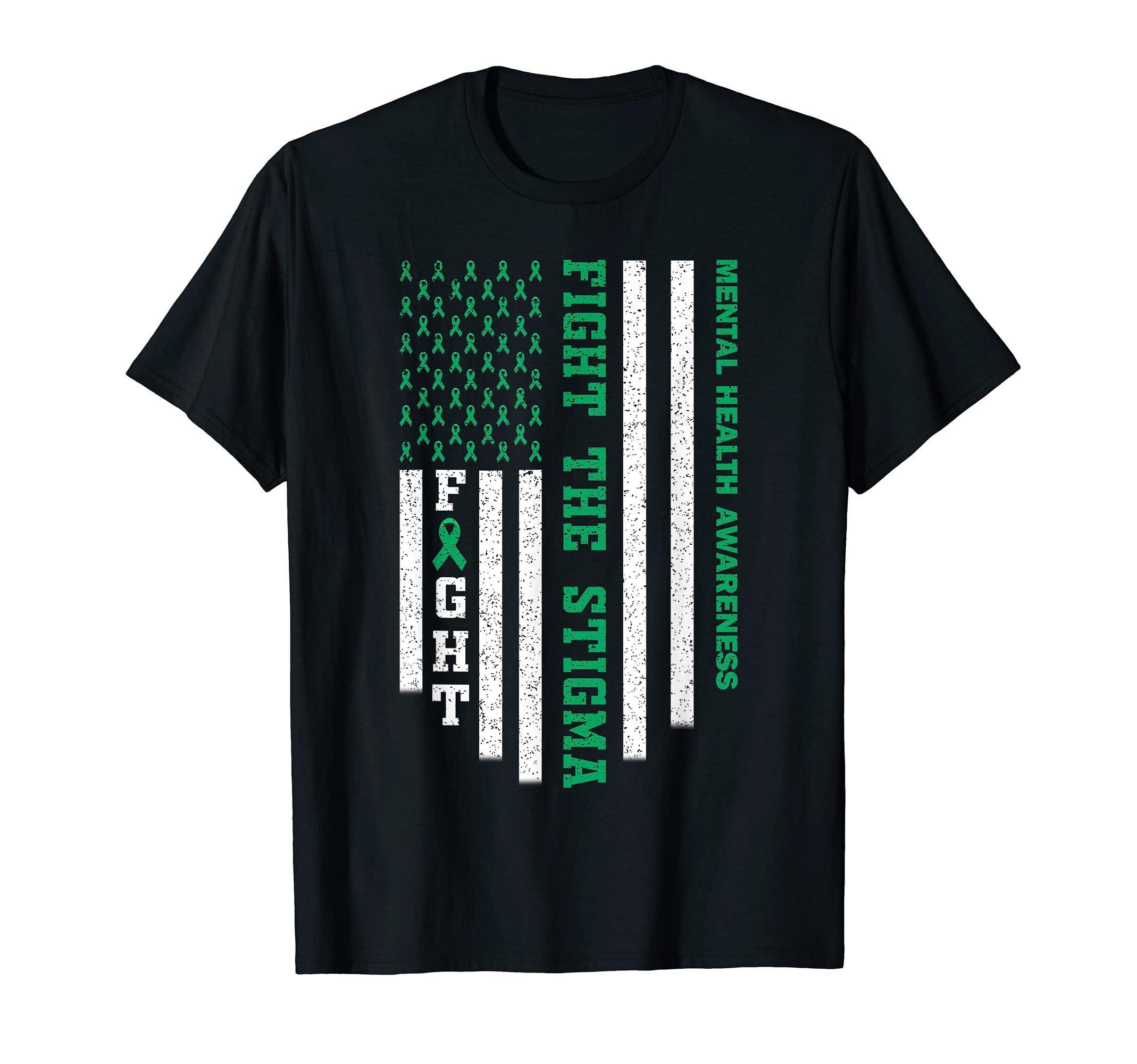 Fight Stigma Usa Flag Ribbon Mental T-Shirt - Custom Art Print Men Women - T-Shirt, Sweatshirt, Hoodie