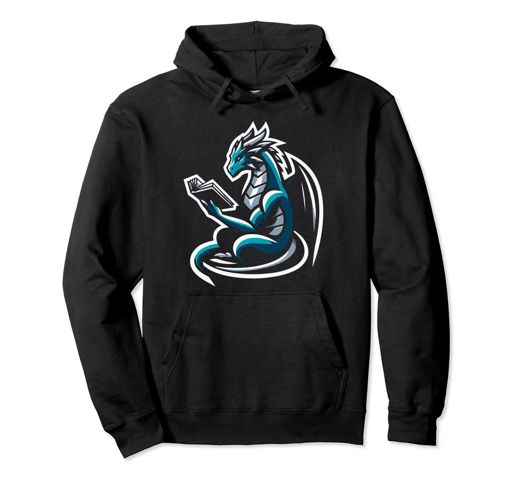 Dragon Reading Book Dragon Enthusiast Hoodie - Aesthetic Graphic Unisex - T-Shirt, Sweatshirt, Hoodie