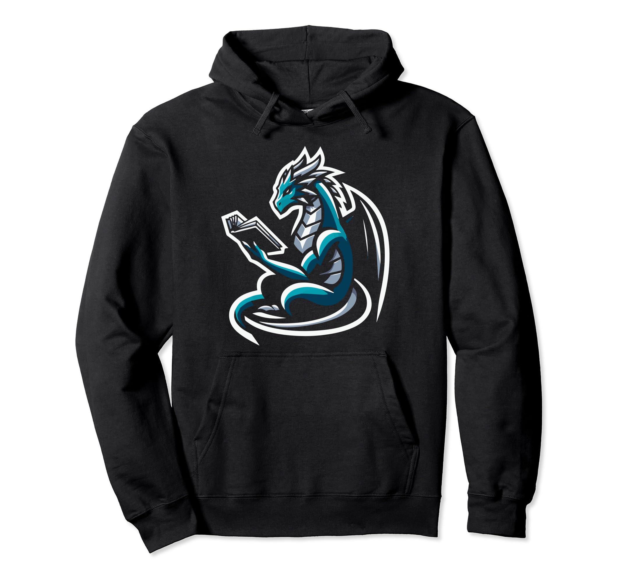 Dragon Reading Book Dragon Enthusiast Hoodie - Aesthetic Graphic Unisex - T-Shirt, Sweatshirt, Hoodie