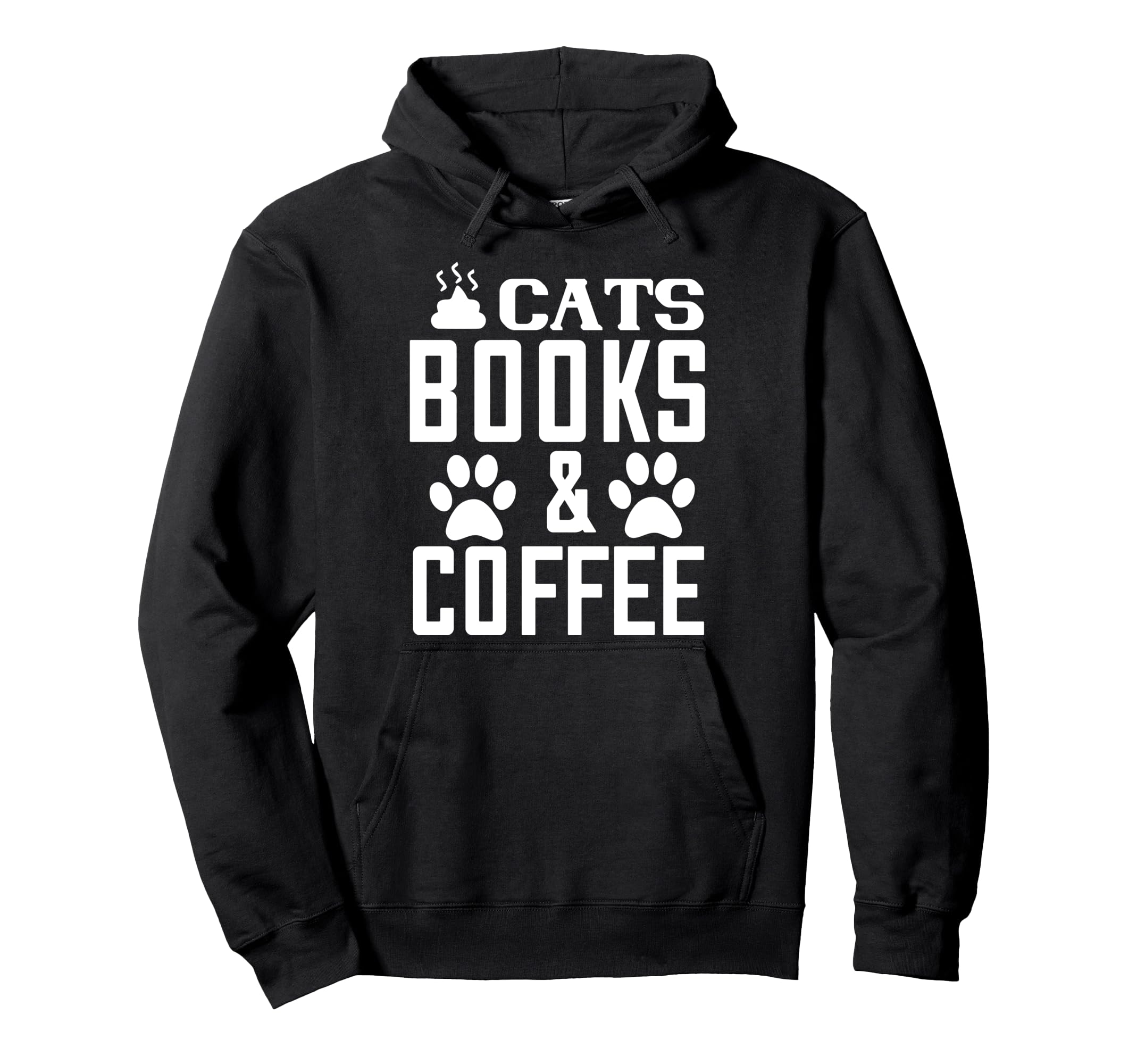 Cat Lover Funny Cats Books And Coffee Hoodie - Minimalist Print for Adults - T-Shirt, Sweatshirt, Hoodie