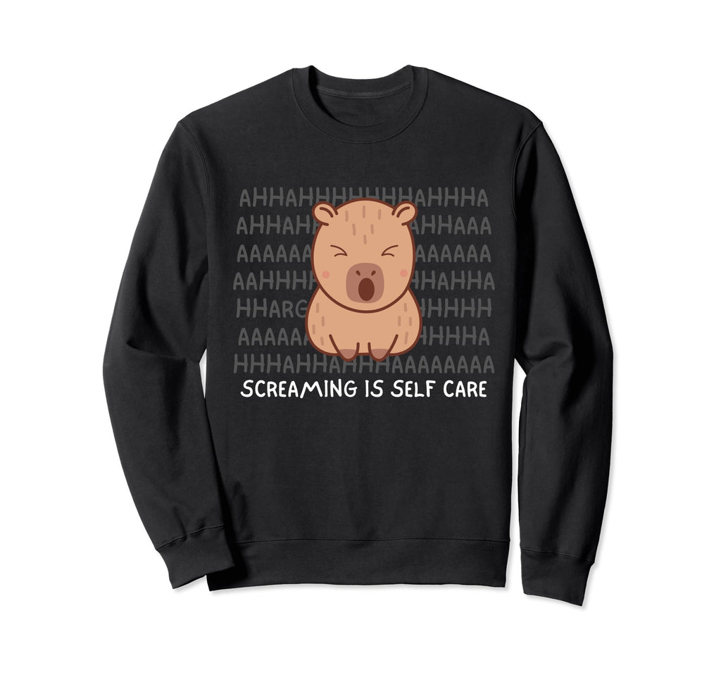 Screaming Is Self Care Capybara Sweatshirt - Custom Art Print Unisex - T-Shirt, Sweatshirt, Hoodie